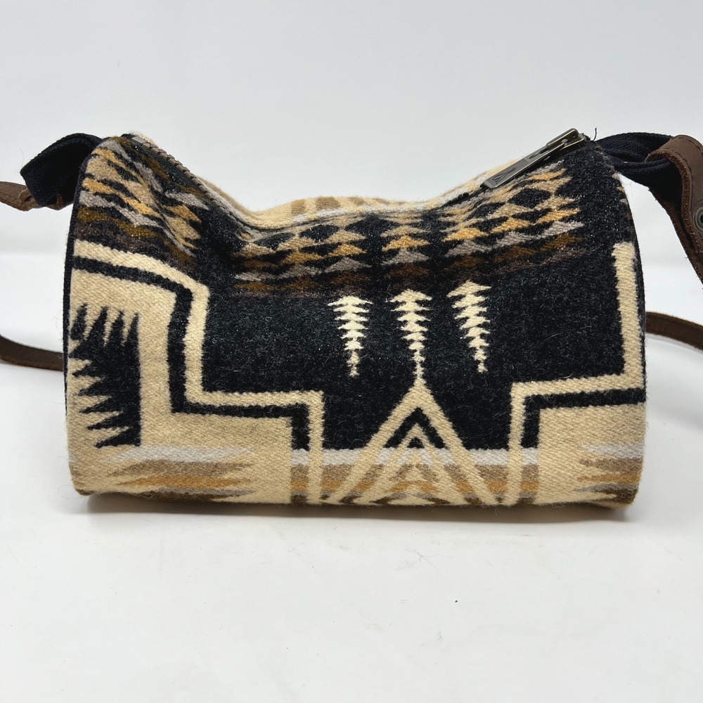 Pendleton Harding Oxford Mix Wool Dopp Bag Leather Strap Crossbody Purse - Picture 3 of 16